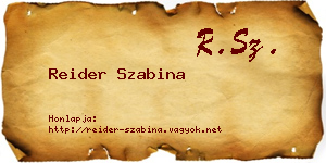 Reider Szabina névjegykártya